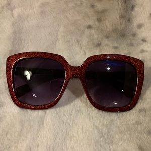 Sparkly Red Sunglasses, no scratches, worn once.